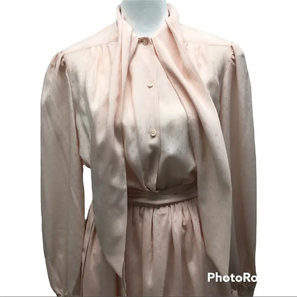 Vintage Breckenridge Pink Tie Blouse and Skirt Set Size 8 - Picture 3 of 11
